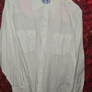 Visivo Men's White Button-Down Dress Shirt With Lined Detail Size Medium